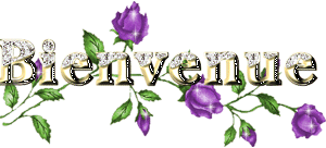 Gif animé bienvenue roses violettes